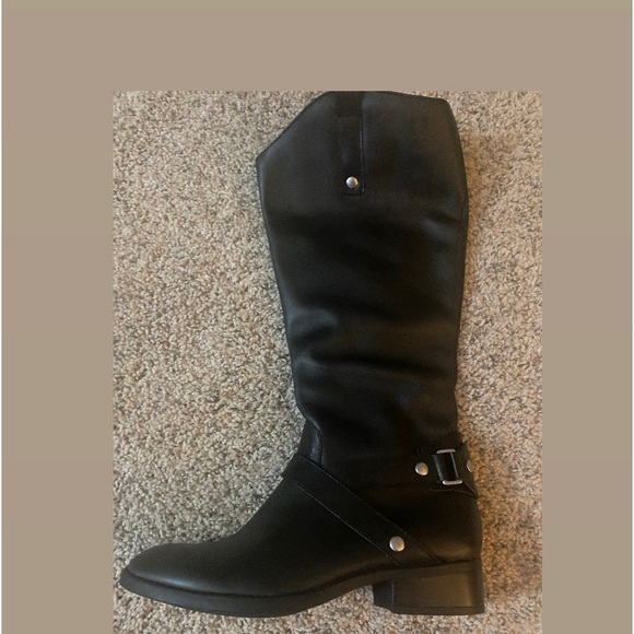 Liz Claiborne Black Leather Renea Riding Boots Size 7 - Picture 2 of 11